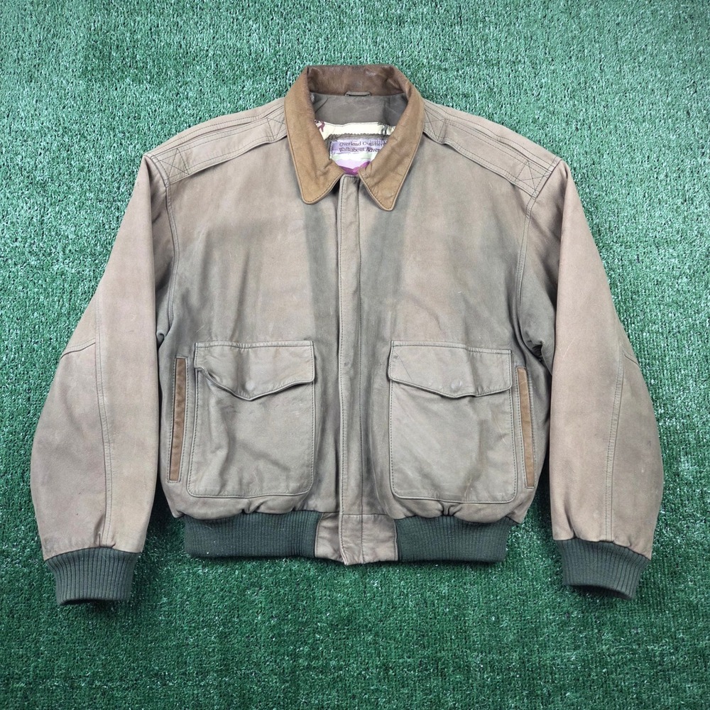 Overland Outfitters Walkabout Adventures Leather Bomber Jacket Mens S Brown